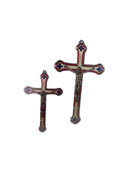 Cruz Niquel 14Cm Esmalte Rojo