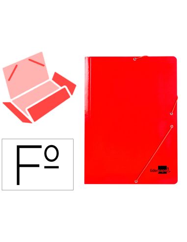 Carpeta Liderpapel Gomas Tres Solapas Carton Plastificado Folio Color Rojo