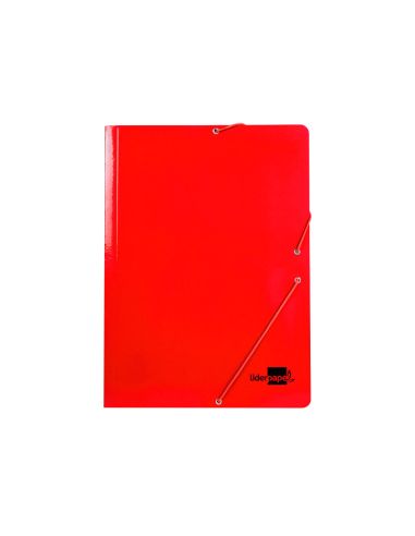 Carpeta Liderpapel Gomas Tres Solapas Carton Plastificado Folio Color Rojo