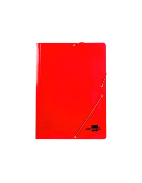Carpeta Liderpapel Gomas Tres Solapas Carton Plastificado Folio Color Rojo