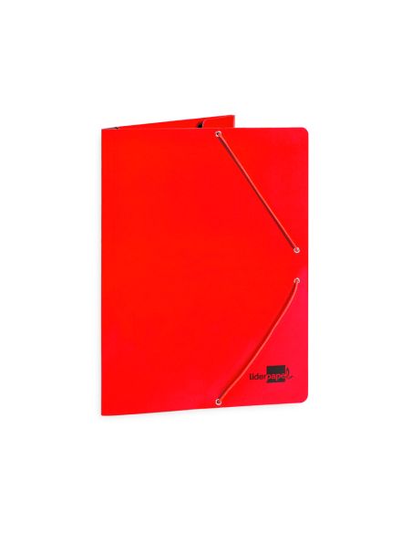 Carpeta Liderpapel Gomas Tres Solapas Carton Plastificado Folio Color Rojo