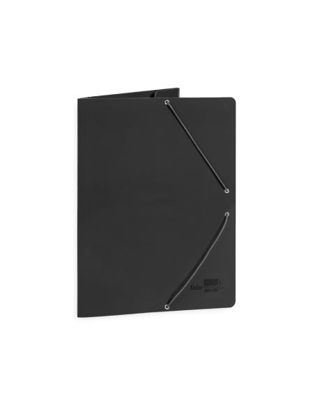 Carpeta Liderpapel Gomas Tres Solapas Carton Plastificado Folio Color Negro