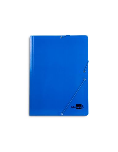Carpeta Liderpapel Gomas Tres Solapas Carton Plastificado Folio Color Azul
