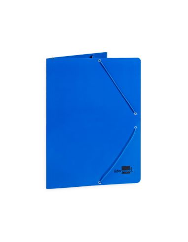 Carpeta Liderpapel Gomas Tres Solapas Carton Plastificado Folio Color Azul