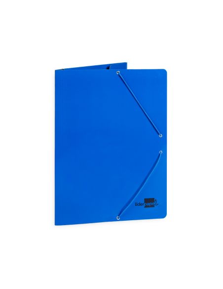 Carpeta Liderpapel Gomas Tres Solapas Carton Plastificado Folio Color Azul