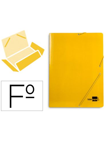 Carpeta Liderpapel Gomas Tres Solapas Carton Plastificado Folio Color Amarillo