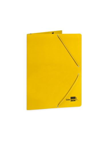 Carpeta Liderpapel Gomas Tres Solapas Carton Plastificado Folio Color Amarillo