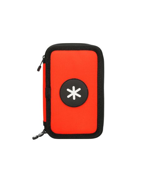 Plumier Escolar Antartik Triple Cremallera Color Rojo 36 Piezas