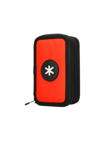 Plumier Escolar Antartik Triple Cremallera Color Rojo 36 Piezas