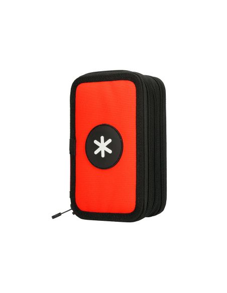 Plumier Escolar Antartik Triple Cremallera Color Rojo 36 Piezas