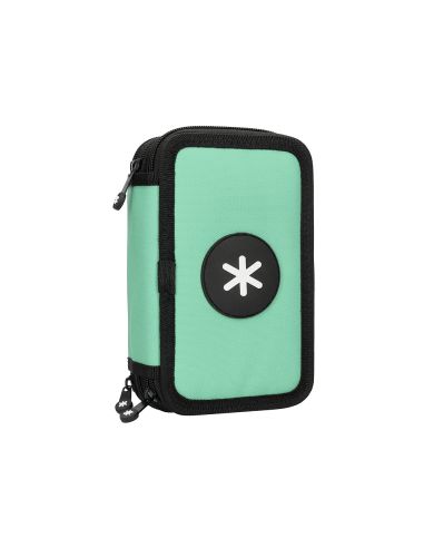 Plumier Escolar Antartik Triple Cremallera Color Menta 36 Piezas