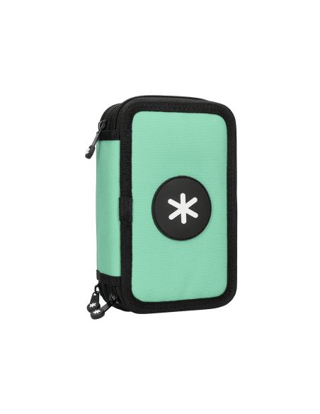 Plumier Escolar Antartik Triple Cremallera Color Menta 36 Piezas