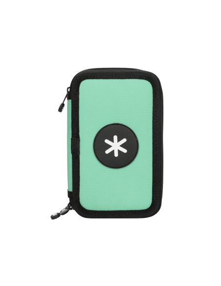 Plumier Escolar Antartik Triple Cremallera Color Menta 36 Piezas