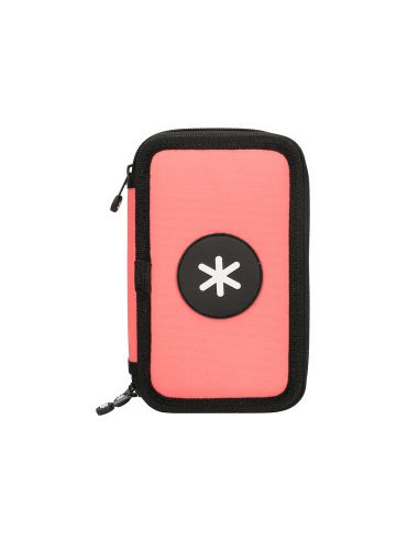 Plumier Escolar Antartik Triple Cremallera Color Coral 36 Piezas