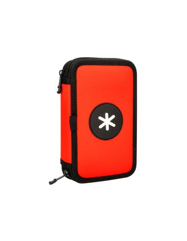 Plumier Escolar Antartik Doble Cremallera Color Rojo 28 Piezas