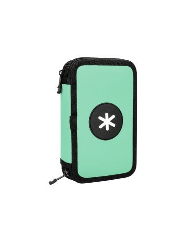 Plumier Escolar Antartik Doble Cremallera Color Menta 28 Piezas