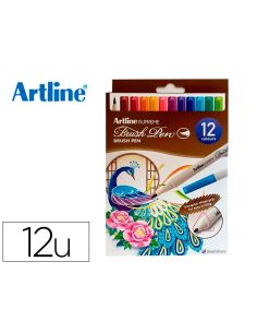 Rotulador Artline Supreme Brush Pintura Base Agua Punta Tipo Pincel Trazo Fino Bolsa 12 Unidades Colores Surtidos
