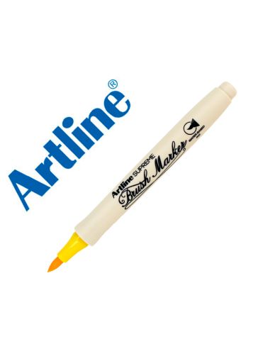 Rotulador Artline Supreme Brush Epfs Pintura Base De Agua Punta Tipo Pincel Trazo Fino Amarillo