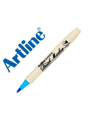 Rotulador Artline Supreme Brush Epfs Pintura Base De Agua Punta Tipo Pincel Trazo Fino Azul Claro