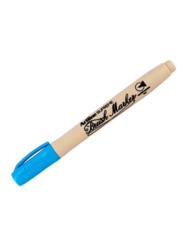 Rotulador Artline Supreme Brush Epfs Pintura Base De Agua Punta Tipo Pincel Trazo Fino Azul Claro