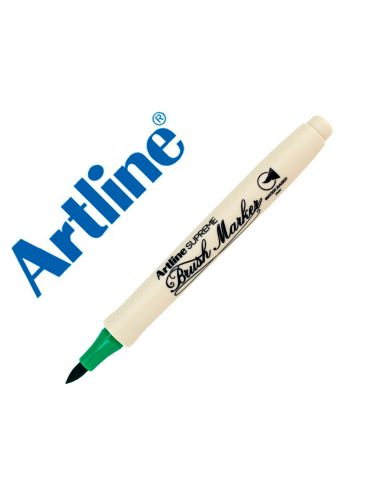 Rotulador Artline Supreme Brush Epfs Pintura Base De Agua Punta Tipo Pincel Trazo Fino Verde
