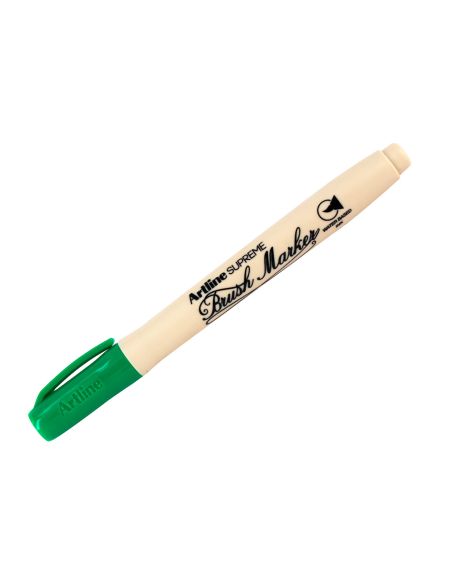 Rotulador Artline Supreme Brush Epfs Pintura Base De Agua Punta Tipo Pincel Trazo Fino Verde