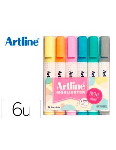 Rotulador Artline Fluorescente Ek-660 Colores Pastel Bolsa De 6 Unidades Colores Surtidos