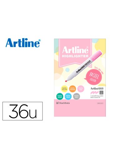 Rotulador Artline Fluorescente Ek-660 Colores Pastel Expositor De 36 Unidades Colores Surtidos