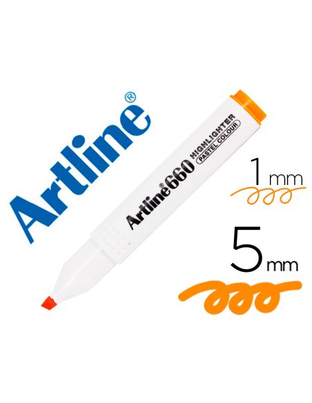 Rotulador Artline Fluorescente Ek-660 Naranja Pastel Punta Biselada