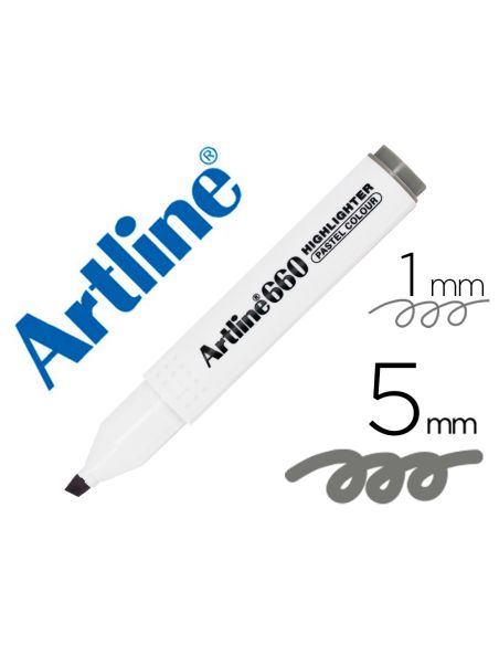 Rotulador Artline Fluorescente Ek-660 Gris Pastel Punta Biselada
