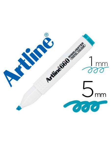 Rotulador Artline Fluorescente Ek-660 Azul Pastel Punta Biselada