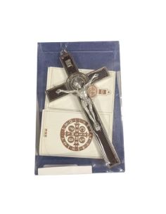 Cruz Metal San Benito Esmaltada 13,5Cm Color Marron