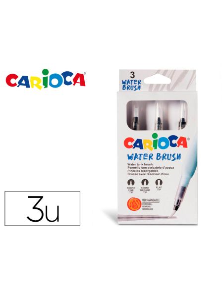 Pincel Carioca Recargable Agua Redondo Caja De 3 Unidades Puntas Surtidas