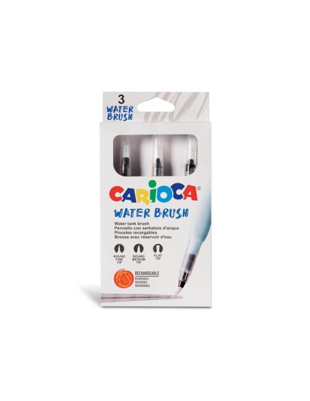 Pincel Carioca Recargable Agua Redondo Caja De 3 Unidades Puntas Surtidas