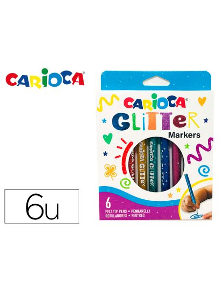 Rotulador Carioca Glitter Purpurina Punta 1 Mm Caja De 6 Unidades Colores Surtidos
