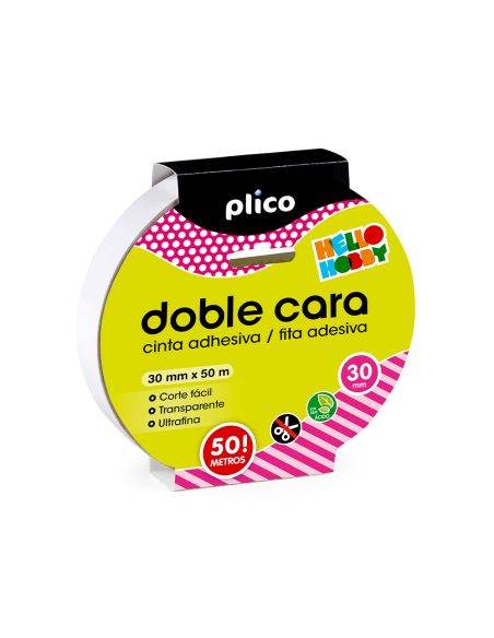 Cinta Adhesiva Plico Doble Cara Transparente 50 Mt X 30 Mm