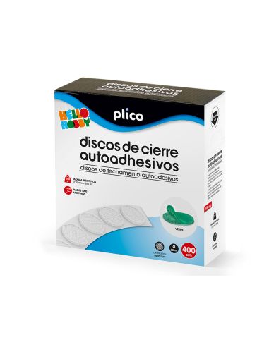 Disco De Cierre Plico Velcro Autoadhesivo 20 Mm Diametro Color Verde Caja De 400 Unidades
