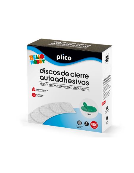 Disco De Cierre Plico Velcro Autoadhesivo 20 Mm Diametro Color Verde Caja De 400 Unidades