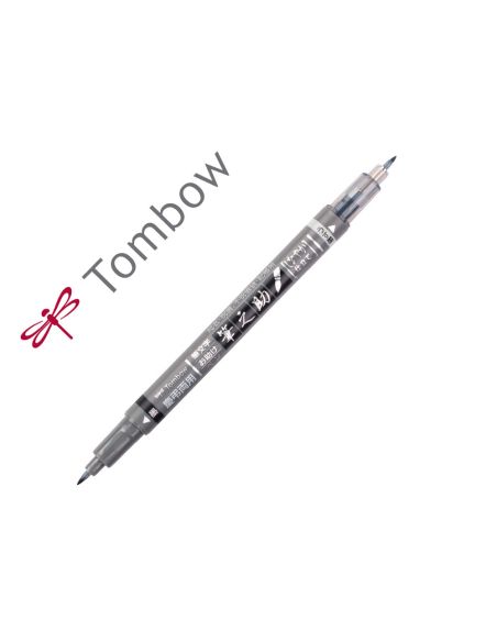 Rotulador Tombow Fudenosuke Tinta Base De Agua Doble Punta Blanda Color Gris/Negro