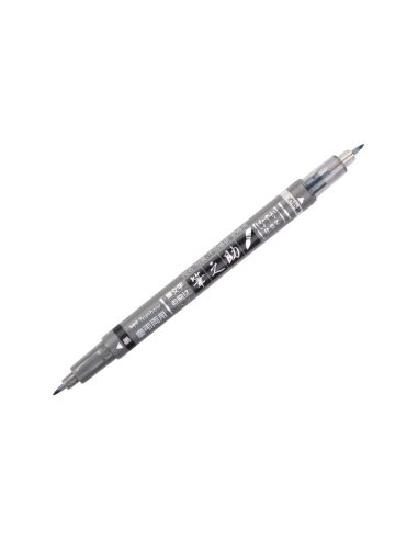 Rotulador Tombow Fudenosuke Tinta Base De Agua Doble Punta Blanda Color Gris/Negro