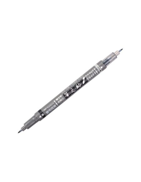 Rotulador Tombow Fudenosuke Tinta Base De Agua Doble Punta Blanda Color Gris/Negro
