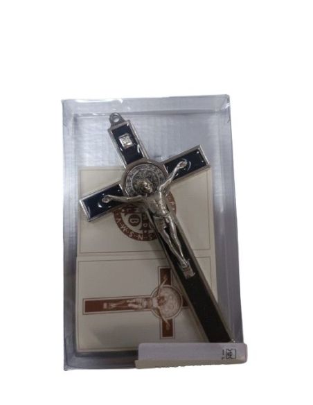 Cruz Metal San Benito Esmaltada 13,5Cm Color Negro