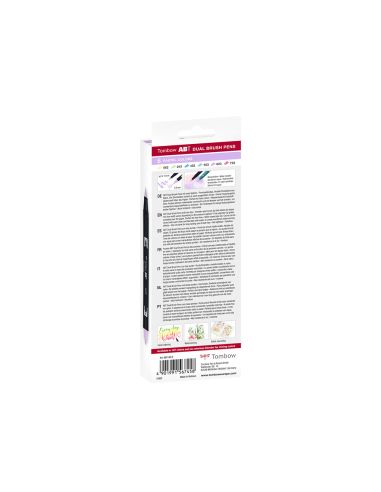 Rotulador Tombow Abt Dual Brush Acuarelable Doble Punta Fina/Pincel Estuche De 6 Colores Pastel