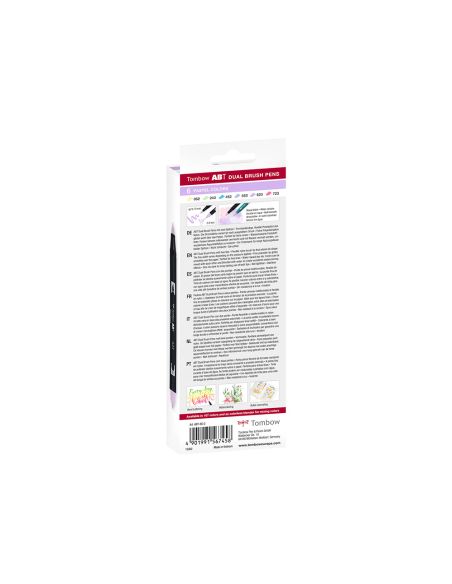 Rotulador Tombow Abt Dual Brush Acuarelable Doble Punta Fina/Pincel Estuche De 6 Colores Pastel
