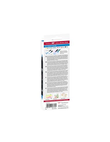 Rotulador Tombow Abt Dual Brush Acuarelable Doble Punta Fina/Pincel Estuche De 6 Colores Primarios