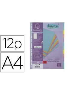 Separador Exacompta Aquarel Cartulina Lustrada Juego De 12 Separadores Din A4 Colores Pastel