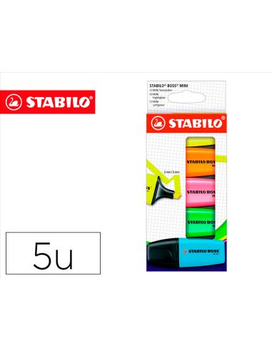 Rotulador Stabilo Boss Mini Estuche De 5 Unidades Amarillo /Azul/Naranja/Rosa/Verde