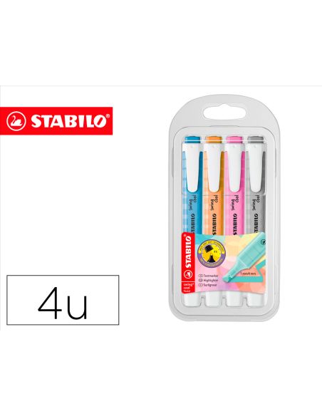 Rotulador Stabilo Fluorescente Fino Swing Cool Pastel Estuche De 4 Unidades Colores Surtidos