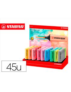 Rotulador Stabilo Boss Fluorescente 70 Pastel Expositor De 45 Unidades Colores Surtidos