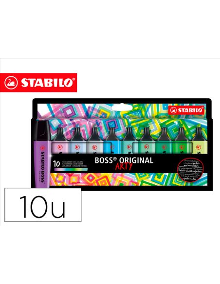 Rotulador Stabilo Boss Fluorescente 70 Arty Line Colores Frios Estuche Carton De 10 Unidades Colores